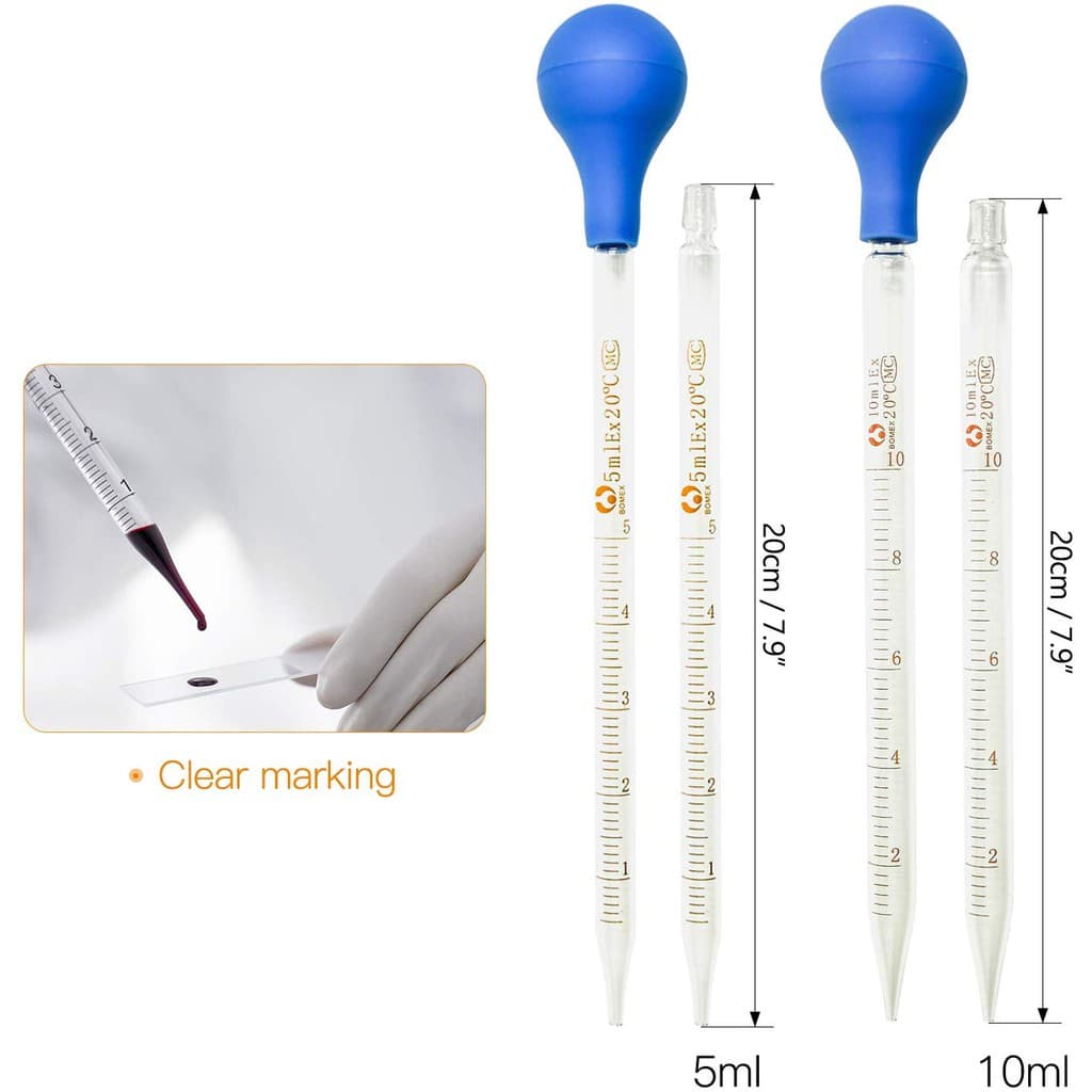 Glass Pipette Measuring Graduated Dropper with Rubber Caps 5