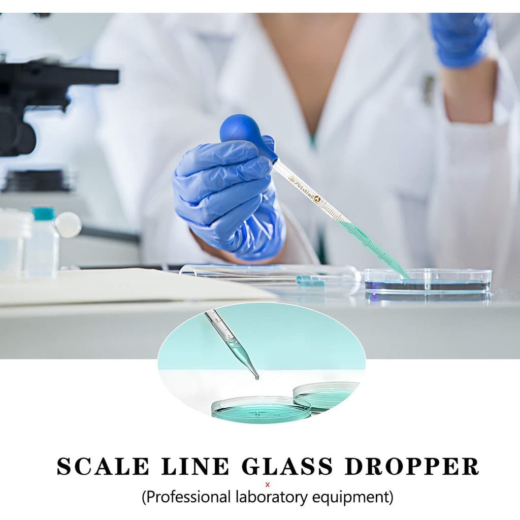 Glass Pipette Measuring Graduated Dropper with Rubber Caps 2