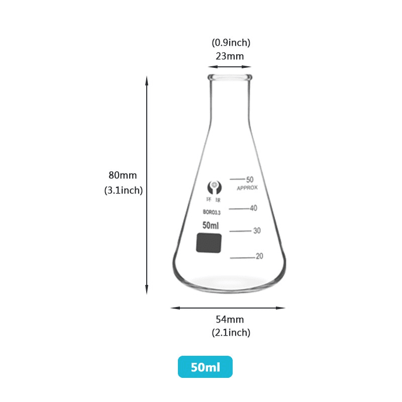 Conical Glass Beaker Narrow Mouth Borosilicate Erlenmeyer Beaker Conical Flask 3