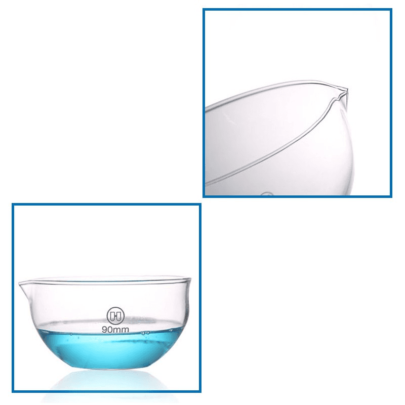 Borosilicate Glass Evaporating Dish with Mouth Flat & Round Bottom 7