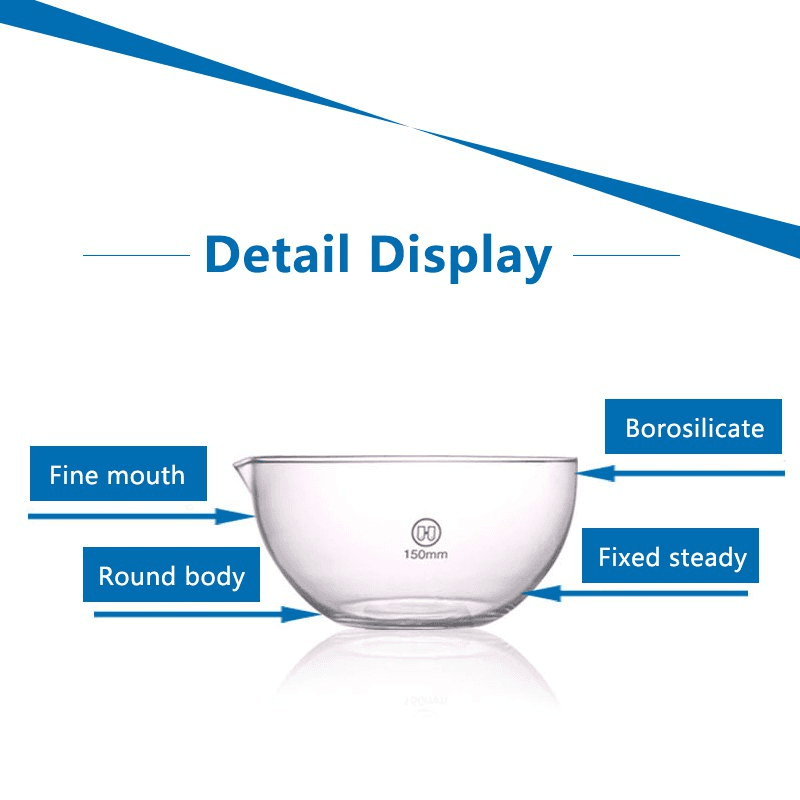 Borosilicate Glass Evaporating Dish with Mouth Flat & Round Bottom 3