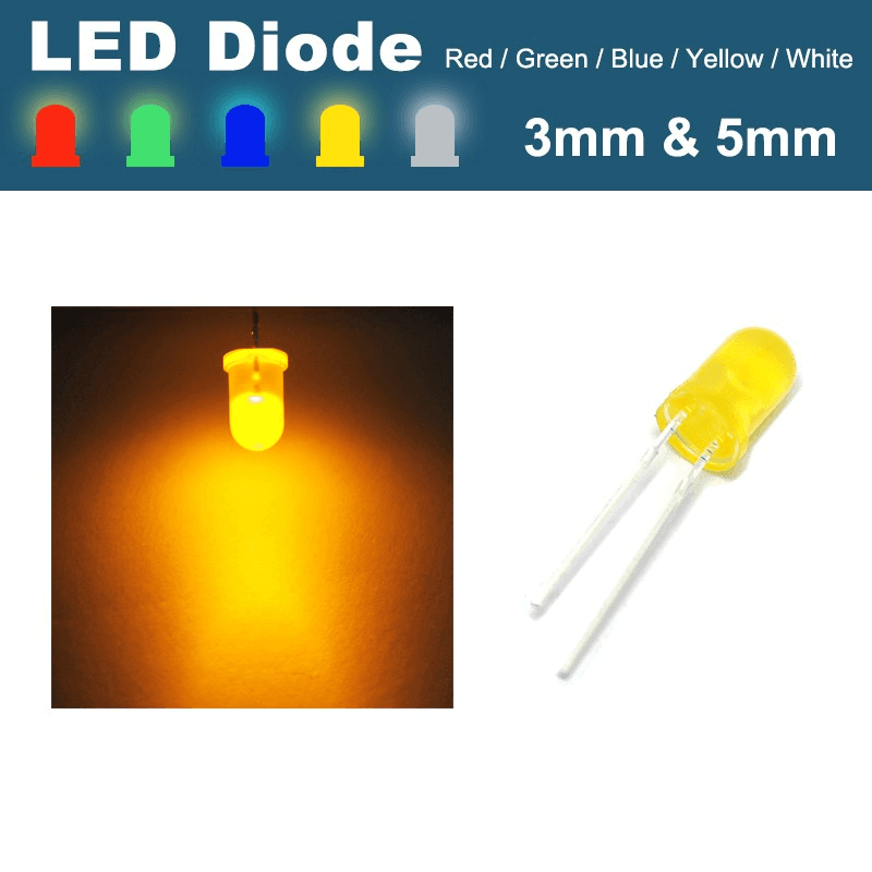 100Pcs LED Light Diode Red/Green/Blue/Yellow/White Kit Light Emitting Diodes 6