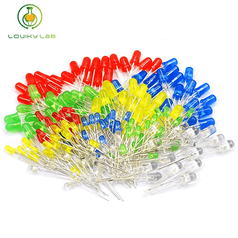 100Pcs LED Light Diode Red/Green/Blue/Yellow/White Kit Light Emitting Diodes