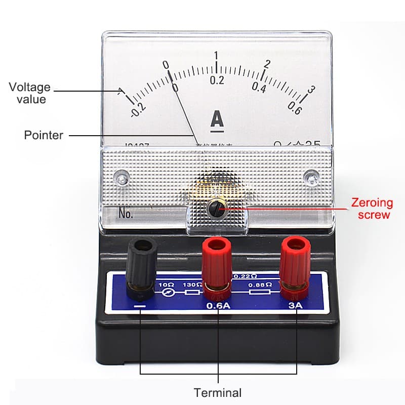 J0407 Pointer DC Ammeter 0.6A/3A Physical Electricity Experiment Ammeter 2