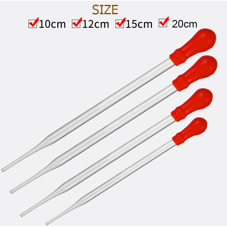 10Pcs Glass Pipette Dropper with Red Rubber Cap Liquid Essential Oil Transfer 6