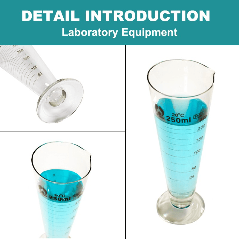 Glass Conical Measuring Cup Borosilicate Lab Triangular Graduated Cup 6