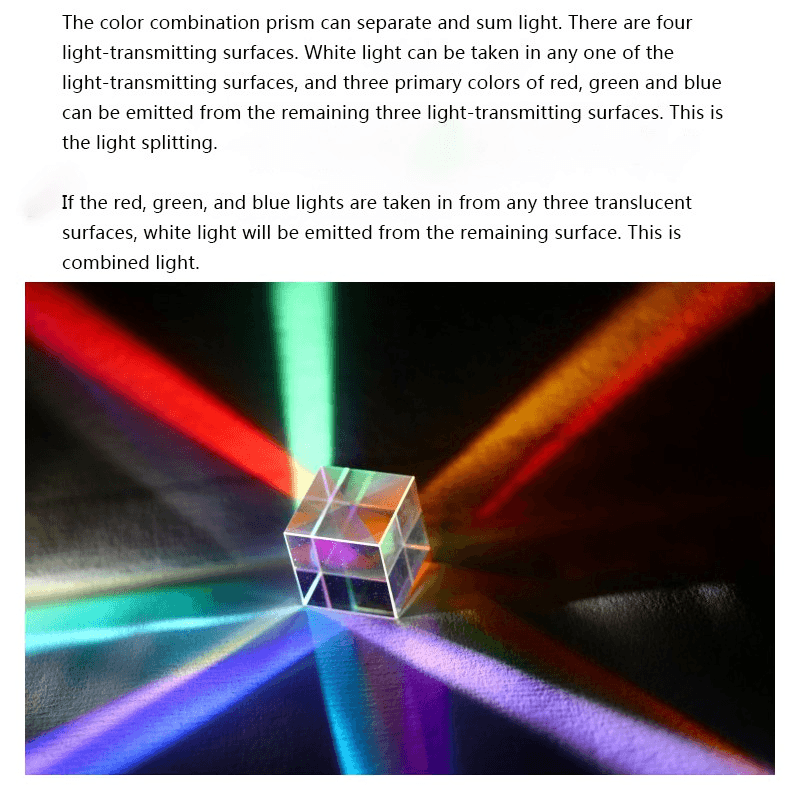 Cube Prism Color Prism Combination/Splitter K9 Prism Optical Experiment Creative Gift 7