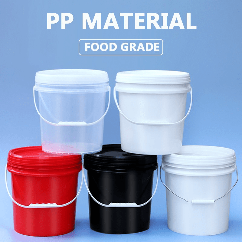 1L 2L 3L 5L Plastic Bucket with lid Food Grade PP Round Bucket with Handle Storage Bucket Paint Bucket for Home 4
