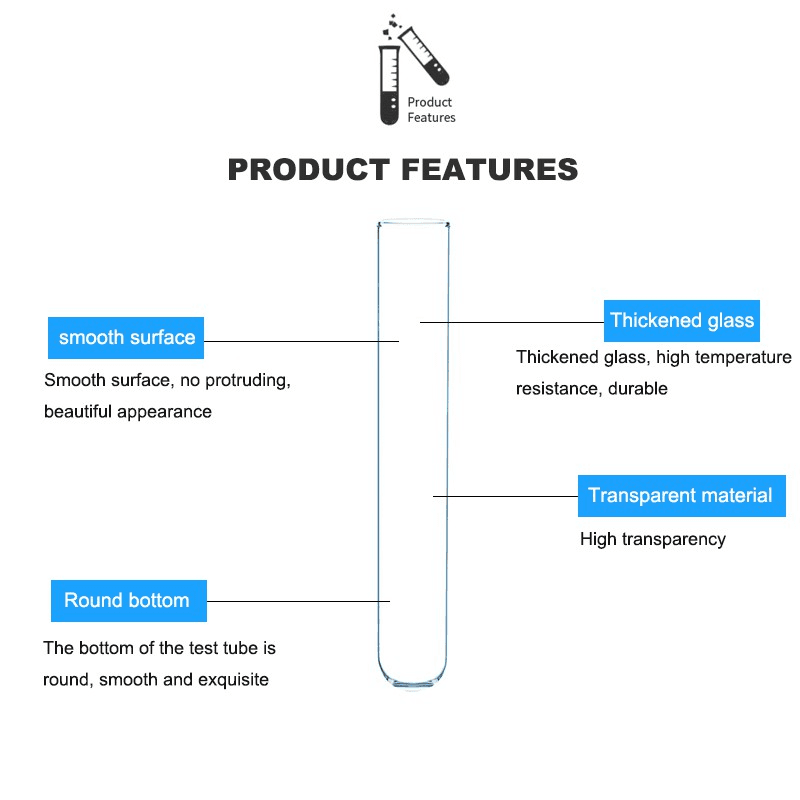 10pcs 75/100/150/200mm Glass Test Tube Set Borolisicate Scientific Tube for Laboratory (Pack of 10) 2