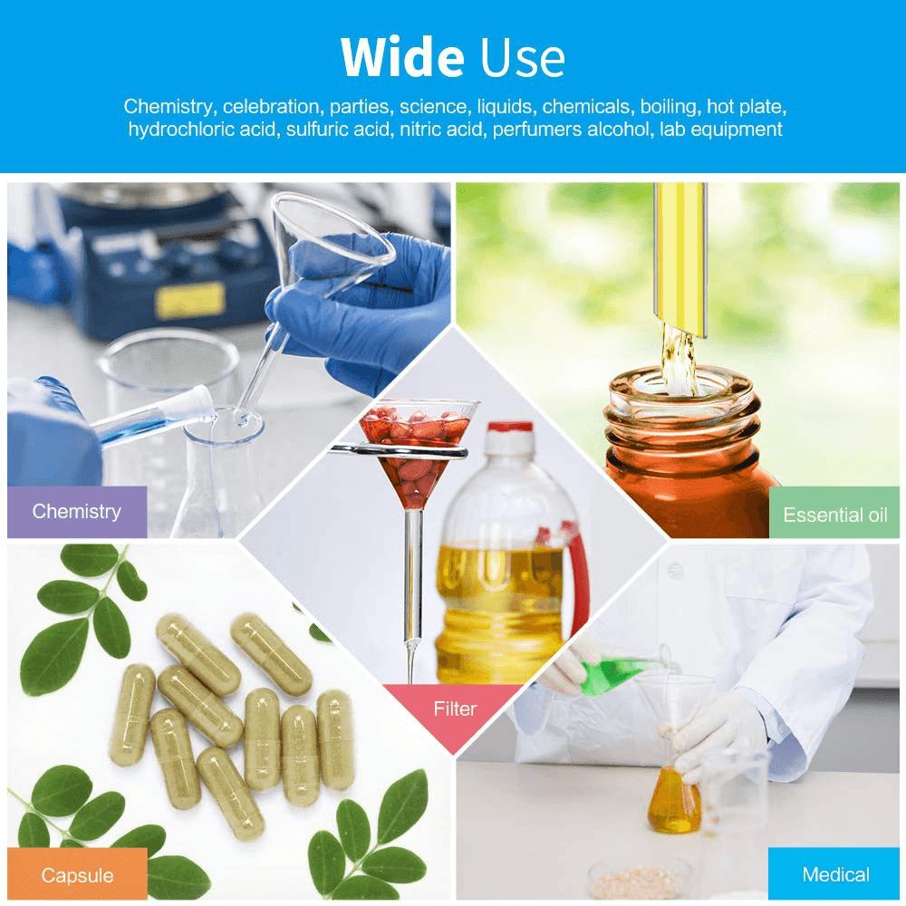 40/50/60/90/100mm Glass Funnel Heavy Wall Scientific Borosilicate Glass Funnel for Laboratory 7