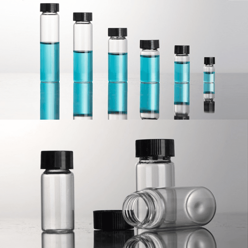 10Pcs 5-60ml Lab Glass Screw Vials Bottles Small Sample Vial Essential Oil Bottle with Screw Cap for Laboratory Home 6