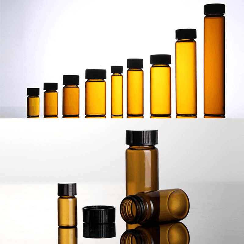 10Pcs 5-60ml Lab Glass Screw Vials Bottles Small Sample Vial Essential Oil Bottle with Screw Cap for Laboratory Home 7