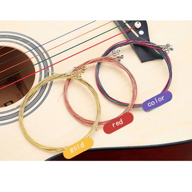 6Pcs Steel Strings Replacement Guitar Strings for Acoustic Classic Guitar Color Red Gold 5