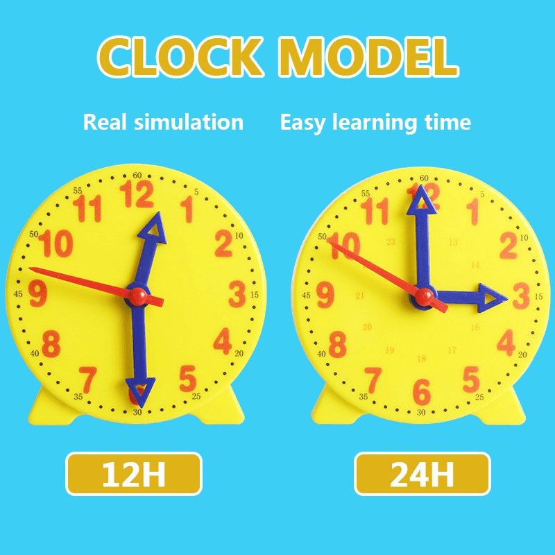 12H/24H Clock Model 3 Pointers Time Teaching Aid Mathematical Tool Linkage Clock Teaching Equipment 2
