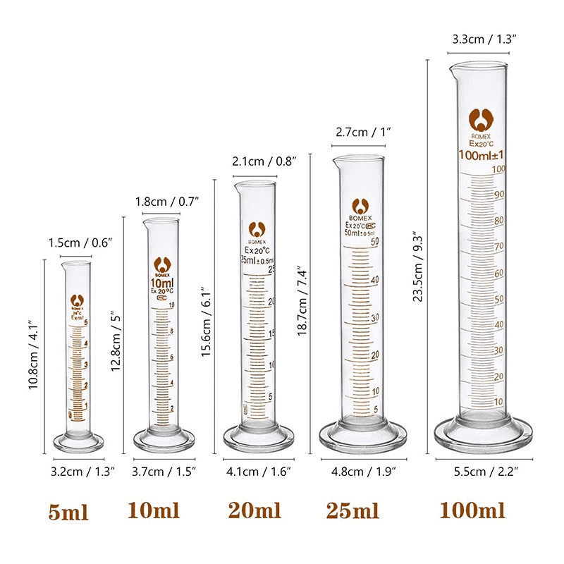 5/10/25/50/100/250ml Thick Glass Graduated Measuring Cylinder Set Chemistry Lab Measure Instrument for Laboratory 3