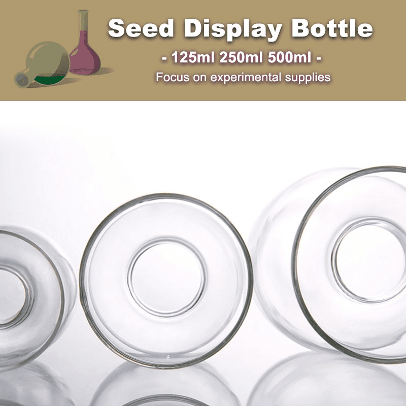 Conical Glass Seed Bottle 125ml 250ml 500ml Transparent Display Bottle with Stopper for Laboratory 7