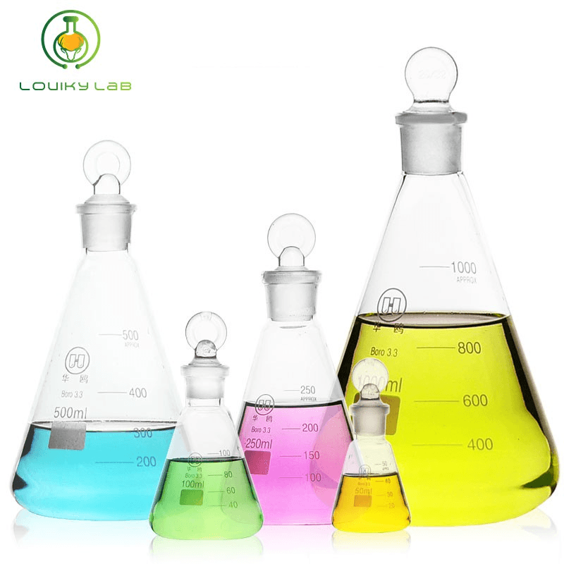 50ml-1000ml Graduated Erlenmeyer Flask with Stopper Borosilicate Glass Conical Flask for Laboratory School